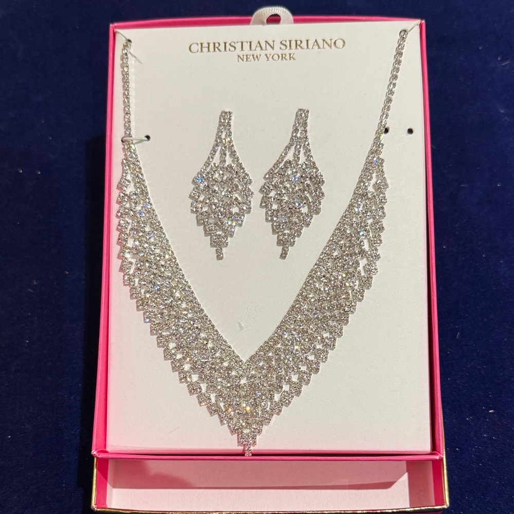 Christian Siriano Silver Necklace and Earring Set